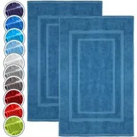 NatureMark Badematte 2er-Set Badvorleger 50x80cm, strapazierfähig, Baumwolle, rechteckig, Badematte 2-tlg., Duschmatte Duschvorleger, Premium Qualität, 50x80cm, Royal blau