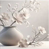 artissimo Glasbild Bild aus Glas 50x50 cm / Wandbild Quadratisch / Wanddeko modern, Stillleben: Blumen / Blüten in beige