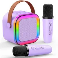 Wootoy Kinder Karaoke Set mit 2 Bluetooth Mikrofonen Tragbarer Lautsprecher Karaoke-Maschine (360° HD-Stereoklang und 5 Stimmeffekte)