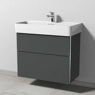 Sanipa 3way Waschtischunterbau zu Laufen VAL Waschtisch mit 2 Auszügen, Anthrazit-Matt BR82322