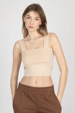 Quadratisches Hals Basic Cropped Top