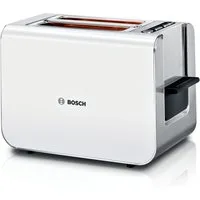 BOSCH Toaster Styline TAT8611N, integrierter Brötchenaufsatz, Liftfunktion, 860 W, Auftaufunktion, Abschaltautomatik, Brotzentrierung, Edelstahl/weiß