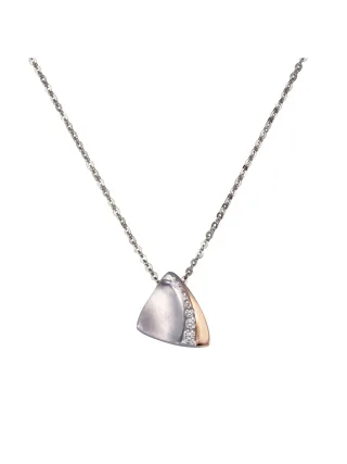 Zeeme Silber Halskette Silber 925 zweifarbig mit Zirkonia weiß