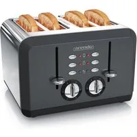 Arendo Toaster 4-Scheiben, Automatik, Edelstahl, Wärmeisolierendes Doppelwandgehäuse, 4 kurze Schlitze, für 4 Scheiben, 1630 W, Bräunungsgrad 1-6, Aufwärm- & Auftaufunktion, GS-zertifiziert