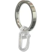 INTERDECO Gardinenring Flachringe mit Faltenhaken, für 20 mm Ø Gardinenstangen, (Packung, 12-St., Edelstahl-Optik), Metall