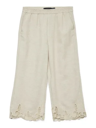 VERO MODA - VMSOFFIE MW EMBROIDERY CULOTTE PANTS Birch - Gr. - 38