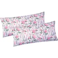 Heubergshop Kissenbezug, (2 Stück), 2er Set 40x80cm Rosen Muster Lavendel 100% Baumwolle (BS-Rose-40x80)
