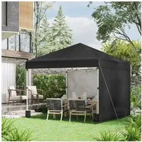 Outsunny Faltpavillon Pavillon UV-Schutz, mit 2 Seitenteilen, (Gartenpavillon, Partyzelt), für Garten, Balkon, Schwarz