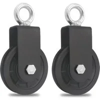 BlingBin Umlenkrolle 2 Stück 90mm Seilrolle mit U Haltebügel, Flaschenzug, Drahtseilrolle, (1er Set, 2 St., Block Umlenkrollen, Tragkraft 160 kg), für Seile DIY Gym Fitnessgeräte Kabelmaschine Drahtseilrolle