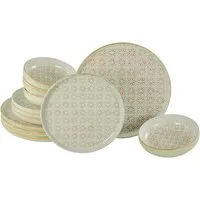 CreaTable Teller-Set Uno Emiliana, Teller Set 12-tlg (12-tlg), 4 Personen, Steinzeug, Shabby Look, Vintage Style
