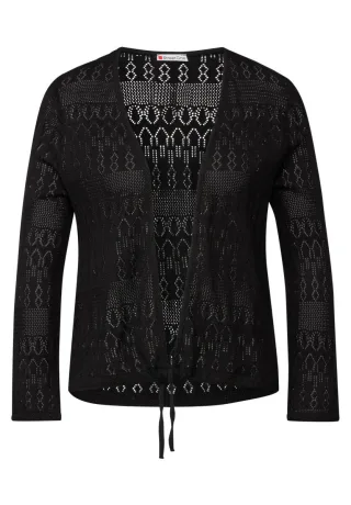 Street One - Offene Ajour-Look Jacke schwarz - Gr. - 34