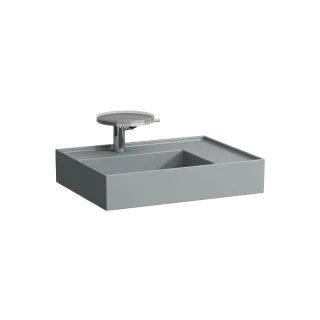 LAUFEN Waschtisch Kartell · LAUFEN 460x600x150, 3 Hahnlöcher, ohne Überlauf, Ablage rechts, graphit H8103347581581