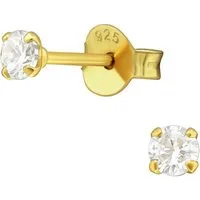 Goldene Hufeisen Paar Ohrstecker 3mm Runde Kristall Ohrstecker aus 925 Sterling Silber Vergoldet (1 Paar, inkl. Etui), mit Zirkonia