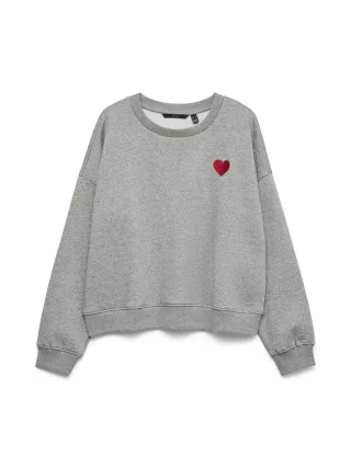 VERO MODA - VMMALYHEART SWEATSHIRT JRS GIRL Light Grey Melange - Gr. - 128