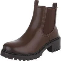 Ital-Design Bequemer Schlupfschuh für Damen mit stilvollem Design Chelseaboots (90927452) Blockabsatz Stiefeletten in Braun