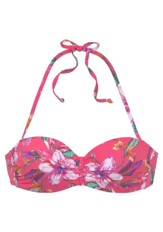 LASCANA - LASCANA Bügel-Bandeau-Top red print - Gr. - 36B
