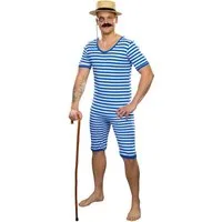 Festartikel Müller GmbH Kostüm Retro Badeanzug für Herren 20er Jahre Blau-Weiße Badebekleidung