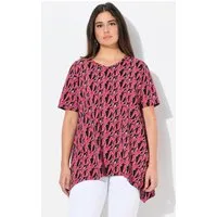 Ulla Popken T-Shirt T-Shirt Zipfelsaum A-Linie V-Ausschnitt Halbarm