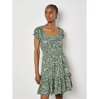Apricot Minikleid Paisley-Milchmädchen-Minikleid mit Smokdetails