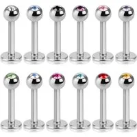 viva-adorno Piercing-Set Labret Piercing Stecker Lippenpiercing Zirkonia (Set, 12-tlg), Kristall Edelstahl Tragus Helix Ohr