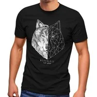 Neverless Print-Shirt Herren T-Shirt Wolf Polygon Kunst Grafik Tiermotiv Printshirt Fashion mit Print