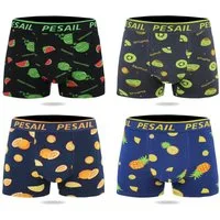 Pesail Boxershorts 4er Pack Herren Boxershorts bunter Mix, M - 2 XL, Baumwolle (Packung, 4er - Pack) mit Logoschriftzug am Wäschebund