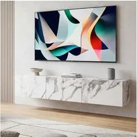 FINEBUY Lowboard FB58627 TV Schrank Hängend 160 cm Marmor-Optik TV-Kommode Klapptür (Marmor-Optik Weiß 120x30x30 cm mit zwei Türen), TV-Kommode Hoch, TV-Schrank Modern, Fernsehtisch