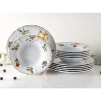 CreaTable Tafelservice Teller Set, Geschirr-Set Flora Orchard (12-tlg), 6 Personen, Porzellan, Service, Früchtedekor, 12 Teile, für 6 Personen