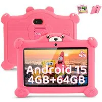 oyajia 7 Zoll mit Robuster Hülle, 4GB+64GB, WiFi Bluetooth IPS HD Android 15 Tablet (7", 64 GB, WiFi, Android 15 ab 3 Jahren, mit Hülle & Stift, Google Kids Space Gemini AI)