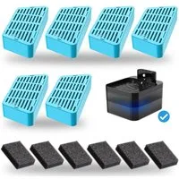 BlingBin Ersatzfilter Filter für Katzenbrunnen, 6 Stück Filter + 6 Stück Schaumstofffilter, Vierfache Filterung für Immer frisches und reines Wasser
