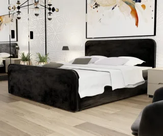 Boxspringbett Schlafzimmerbett MABEL 140x220cm Stoff Opera Velvet Schwarz
