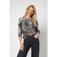 Monari Strickpullover Pullover Emblemdruck allover Regular fit mit Emblemdruck