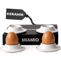 MiaMio Eierbecher mit Schalenablage, Weiß, (Set, 4-tlg., 4 Eierbecher), mit Ablage für Eierschalen