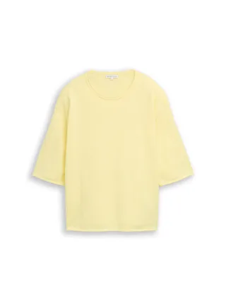Tom Tailor - Loose Fit Strickpullover mit Kaschmir-Anteil soft lemon melange - Gr. - M