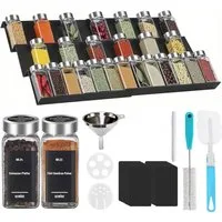 ElitVita Gewürzstreuer 24er Gewürzgläser Set–mit Gewürzregal, Etiketten, Pinsel & Trichter, (24-tlg), Zwei Deckeltypen – ideal für Küchenorganisation & Gewürzaufbewahrung