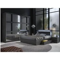 Lomadox Schlafzimmer-Set TORTONA-166, (Spar-Set, 4-tlg., Schwebetürenschrank Bettgestell Nachttische), Schlafzimmermöbel in Esche, Bett 180x200cm, Schwebetürenschrank 230cm