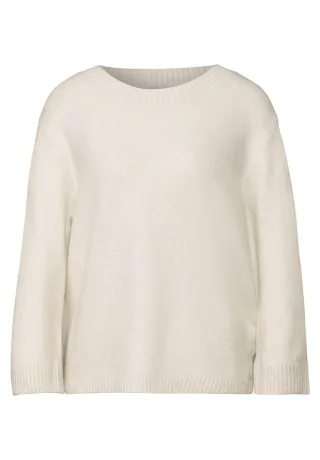 Street One - Strickpullover mit Rundhals beige/weiß - Gr. - 42