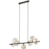 Licht-Erlebnisse Pendelleuchte UMERA, ohne Leuchtmittel, Rauchglas Metall G9 H: max. 156 cm Braun Cognac länglich Modern
