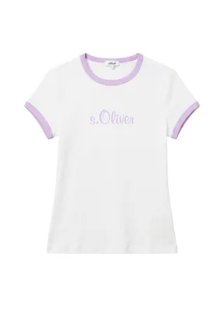 s.Oliver - T-Shirt lila/weiß - Gr. - 36