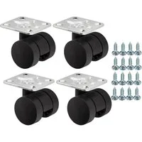 SO-TECH® Möbelrolle Lenkrollen AACHEN Ø 35 mm schwarz inkl. Schrauben, (4-St), ohne Bremse (Feststeller), belastbar bis 40 kg pro Rolle