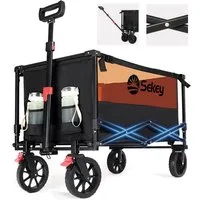 Sekey Bollerwagen 160L 150KG Bollerwagen Faltbar Handwagen mit Bremsen Camping Einkaufen, Klappbar Transportwagen Geländetauglich Gartenwagen