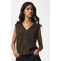 pieces Strickweste PCSALLY SL V-NECK KNIT VEST NOOS BC Materialmix