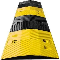 Kubus Parkschwelle Gummi-Fahrbahnschwelle Kalahari, Hochwertige Gummi-Bodenschwelle, Schwarz-Gelb für hohe Sichtbarkeit