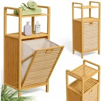 Casaria Wäschekorb (1 St), Badregal Stehend Bambus mit Wäschebox Wäschesammler Ablage Holz 40L