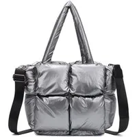 ITALYSHOP24 Schultertasche Damen Tasche Leopard Nylon Puffer Shopper Tote Bag Crossover Freizeit, LEO CrossBody Beuteltasche Handtasche Weekender Reisetasche Leicht