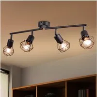 STANBOW Deckenstrahler Deckenleuchte Schwarz 1-4 Flammig -Deckenspots Schwenkbar 90°/350°, ohne Leuchtmittel, Tageslichtweiß, Warmweß, E14 ohne Leuchtmittel für Wohnzimmer Schlafzimmer Café