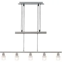 Brilliant LED Pendelleuchte LEA, Seilzugmechanismus, LED wechselbar, 5 x E14 max. 4W, 173cm Höhe, eisen/chrom, höhenverstellbar, Metall