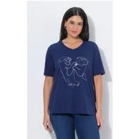 Ulla Popken T-Shirt T-Shirt Tiermotiv Classic V-Ausschnitt Halbarm