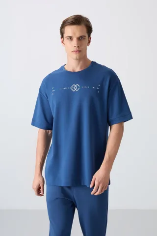 Übergröße Bedrucktes Rundhals-T-Shirt
