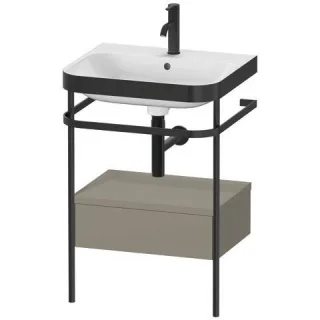Duravit Happy D.2 Plus c-bonded Set mit Metallkonsole und Schubkasten Stein Grau Seidenmatt 575x490x HP4740O9292
